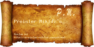 Preisler Miklós névjegykártya