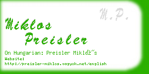 miklos preisler business card